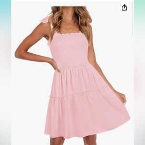 NWOT* pink baby doll tie shoulder dress